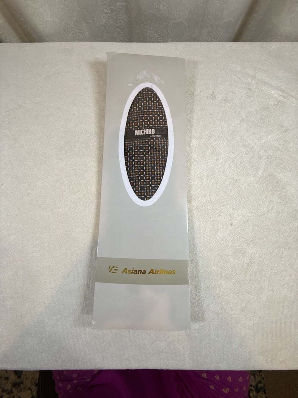 Michiko London Koshino Asiana Airlines Branded Geometric Pattern Necktie